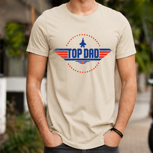 Top Dad T‑Shirt — Patriotic Fighter Jet Fathers Day Tee