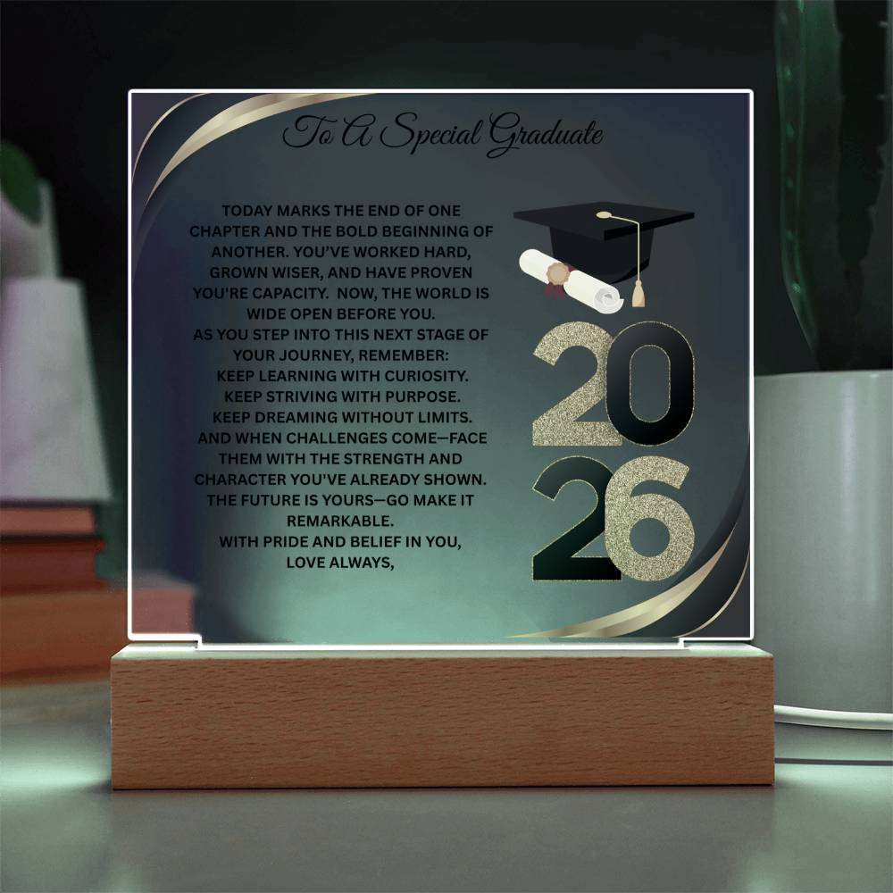 Personalized Graduation Acrylic Plaque Gift 2026 | LED Light Keepsake for Graduate | Inspirational Graduation Gift | Class of 2026 Gift | Senior Grad Decor