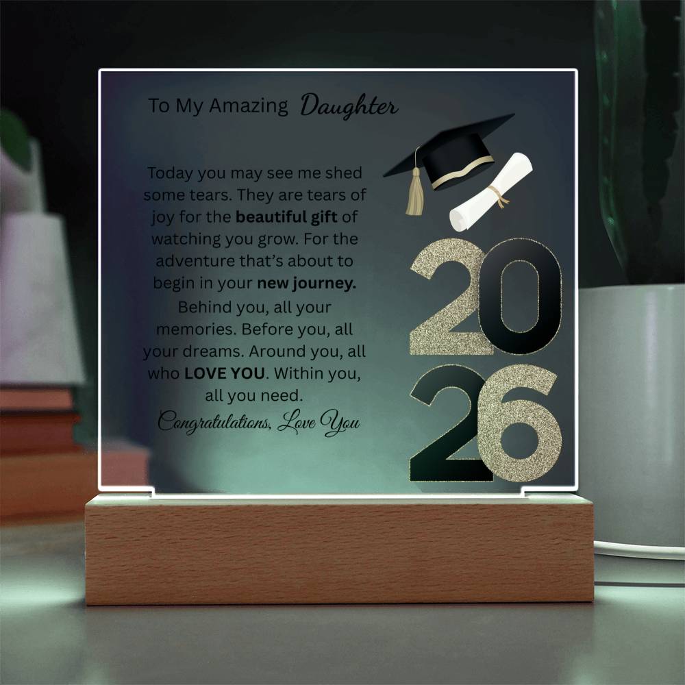 Personalized Amazing Daughter Acrylic Square Plaque (w/LED) Graduation 2026