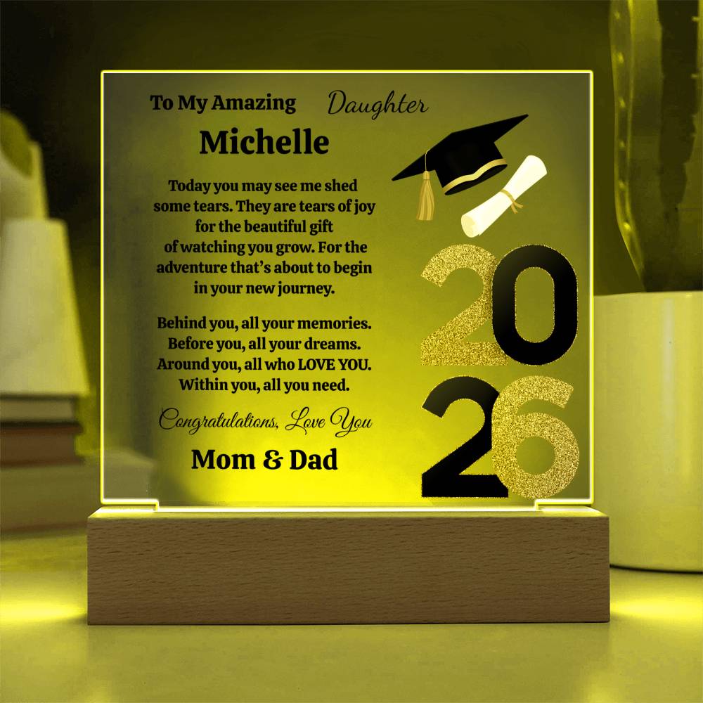 Personalized To My Daughter Graduation Acrylic Plaque With LED