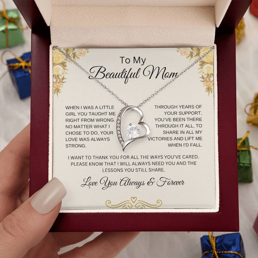 To My Beautiful Mom | You Taught Me | Forever Love Necklace