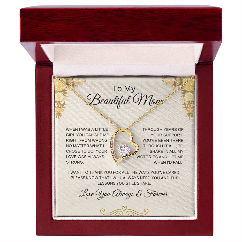 To My Beautiful Mom | You Taught Me | Forever Love Necklace