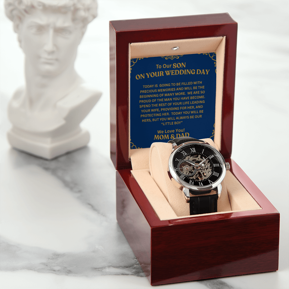 To Our Son | Your Wedding Day | Openwork Watch Plus Message Card