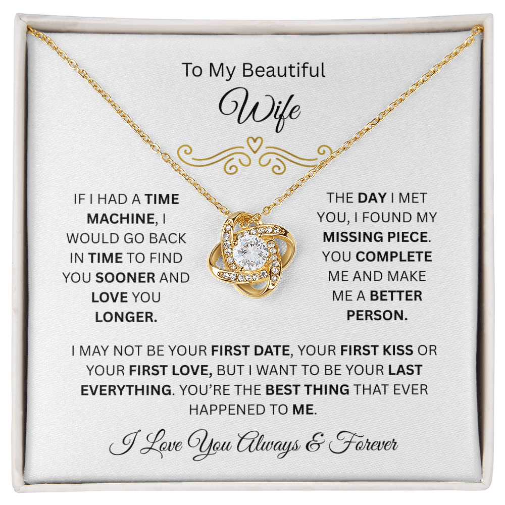 To My Beautiful Wife | Love You Longer | Love Knot Necklace