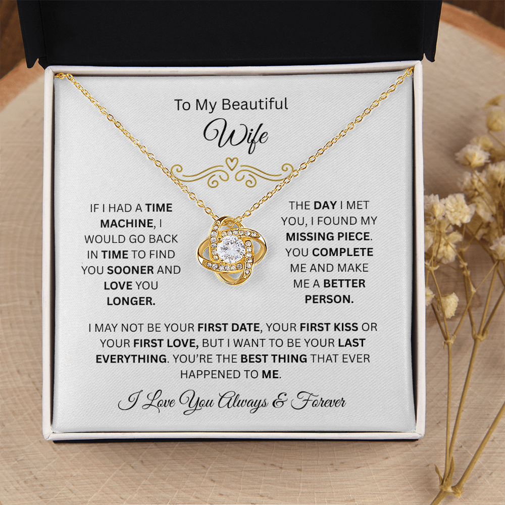 To My Beautiful Wife | Love You Longer | Love Knot Necklace