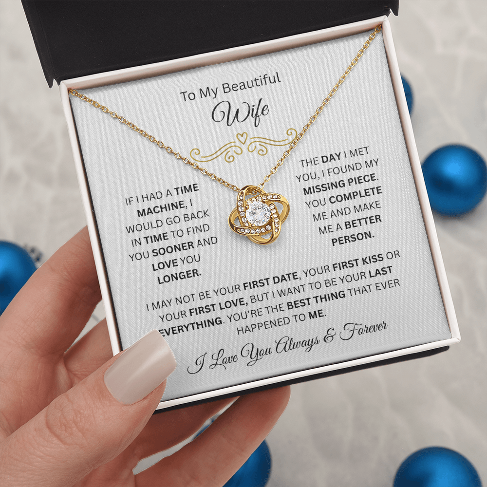 To My Beautiful Wife | Love You Longer | Love Knot Necklace