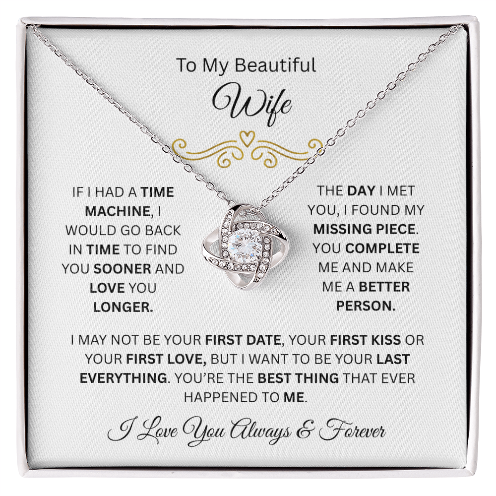 To My Beautiful Wife | Love You Longer | Love Knot Necklace