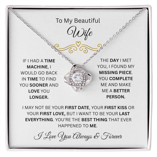To My Beautiful Wife | Love You Longer | Love Knot Necklace