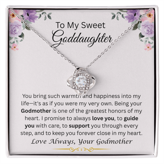 To My Sweet Goddaughter | Love Always | Love Knot Necklace