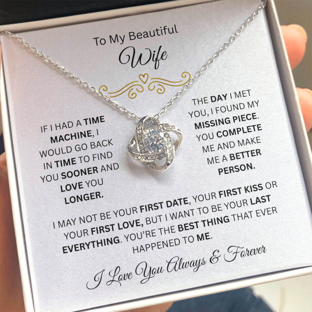 To My Beautiful Wife | Love You Longer | Love Knot Necklace