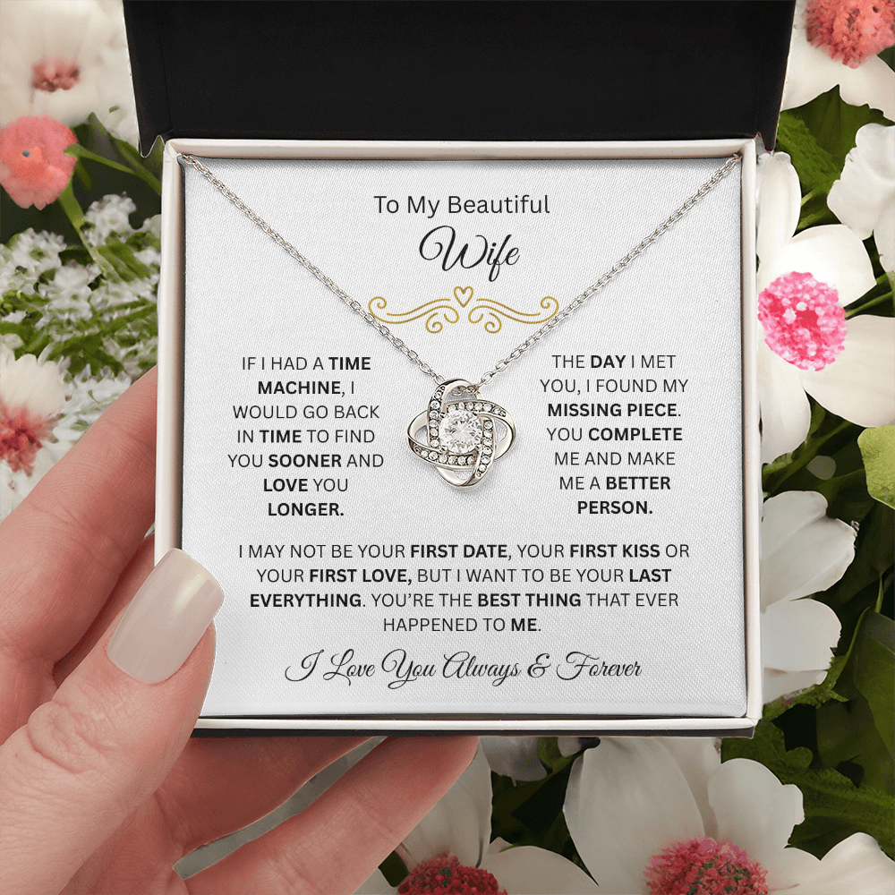 To My Beautiful Wife | Love You Longer | Love Knot Necklace