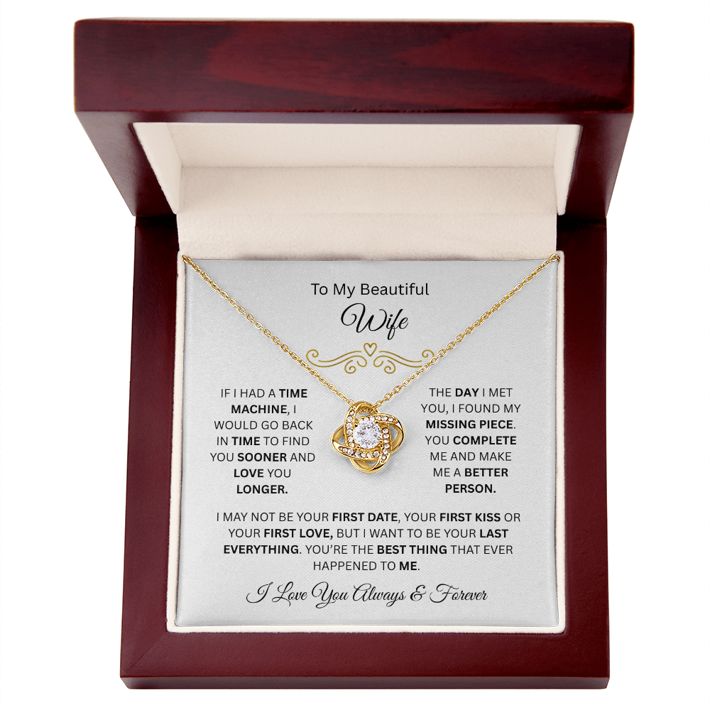 To My Beautiful Wife | Love You Longer | Love Knot Necklace