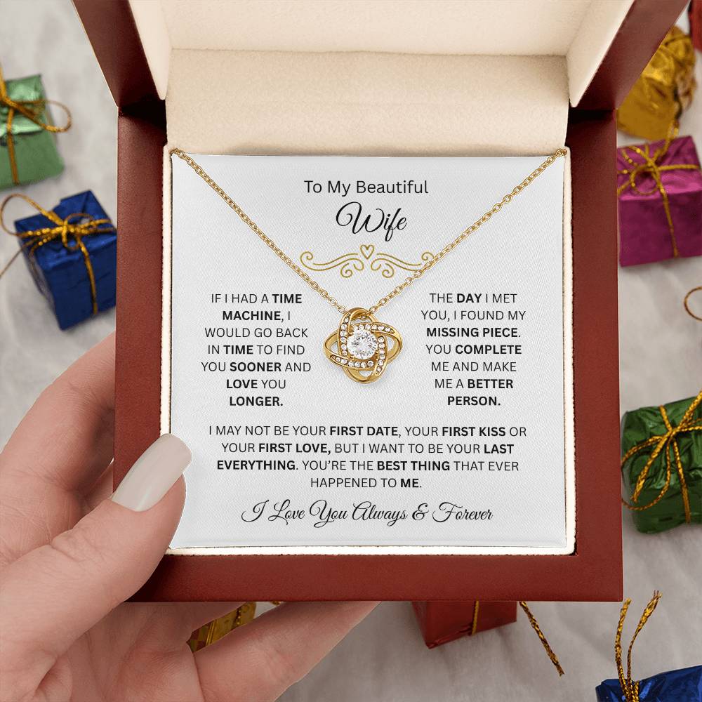 To My Beautiful Wife | Love You Longer | Love Knot Necklace