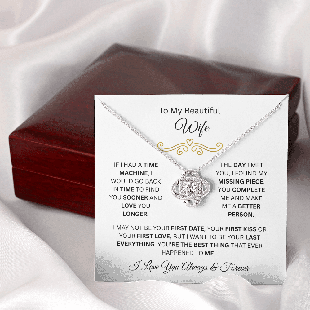 To My Beautiful Wife | Love You Longer | Love Knot Necklace