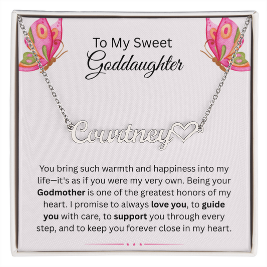 To My Sweet Goddaughter | My Very Own | Heart Name Necklace