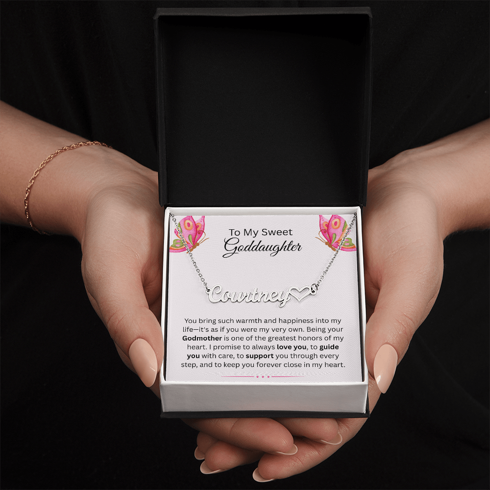 To My Sweet Goddaughter | My Very Own | Heart Name Necklace