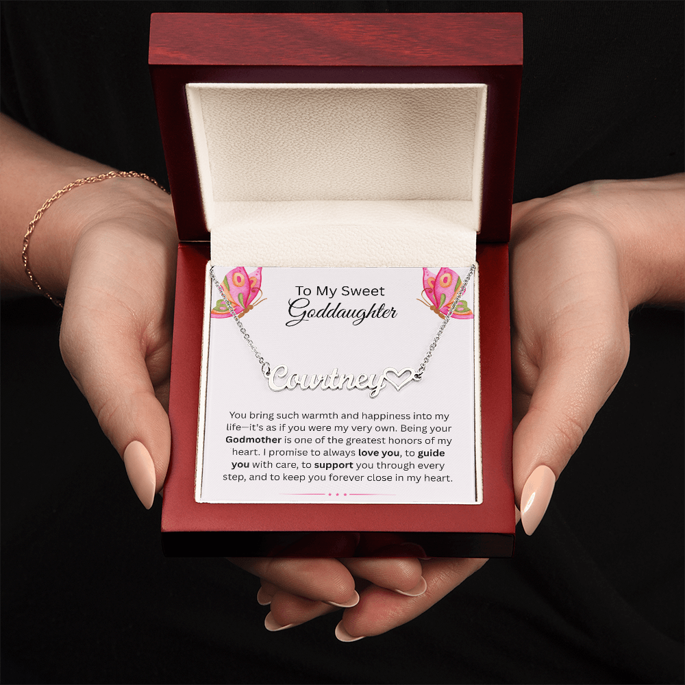 To My Sweet Goddaughter | My Very Own | Heart Name Necklace