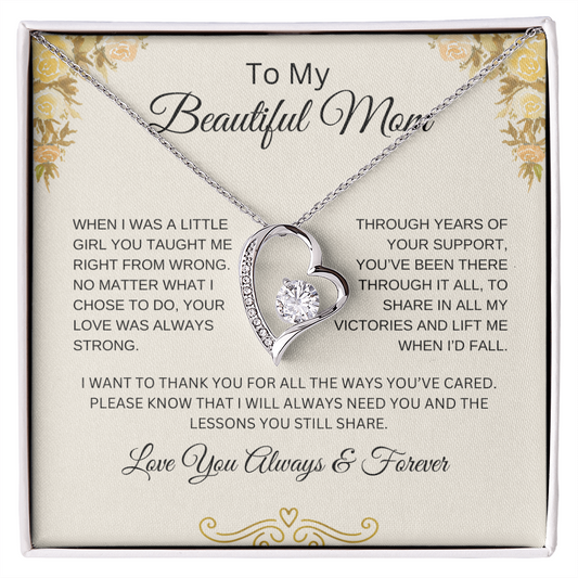 To My Beautiful Mom | You Taught Me | Forever Love Necklace
