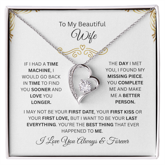 To My Beautiful Wife | Love You Longer | Forever Love Necklace