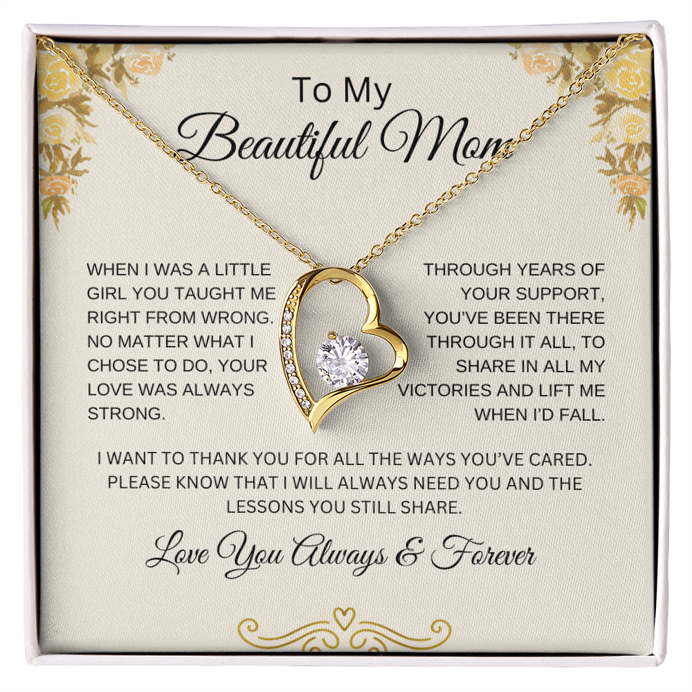 To My Beautiful Mom | You Taught Me | Forever Love Necklace
