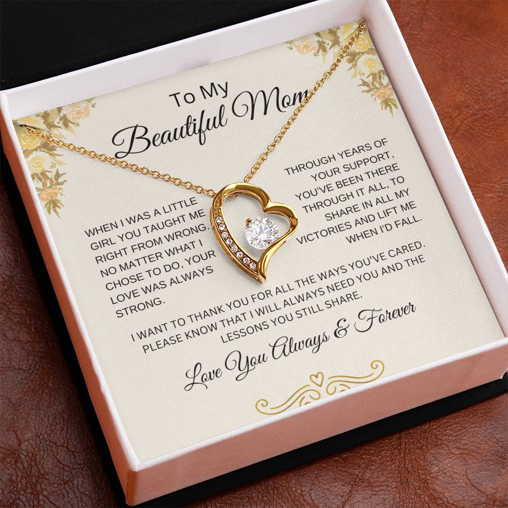 To My Beautiful Mom | You Taught Me | Forever Love Necklace