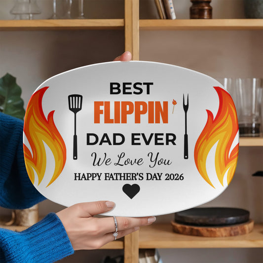 Best Flippin Dad Ever Platter, BBQ Serving Tray for Dad, Father's Day Gift 2026, Grill Master Gift, Kitchen Decor for Dad, Dad Gift from Kids