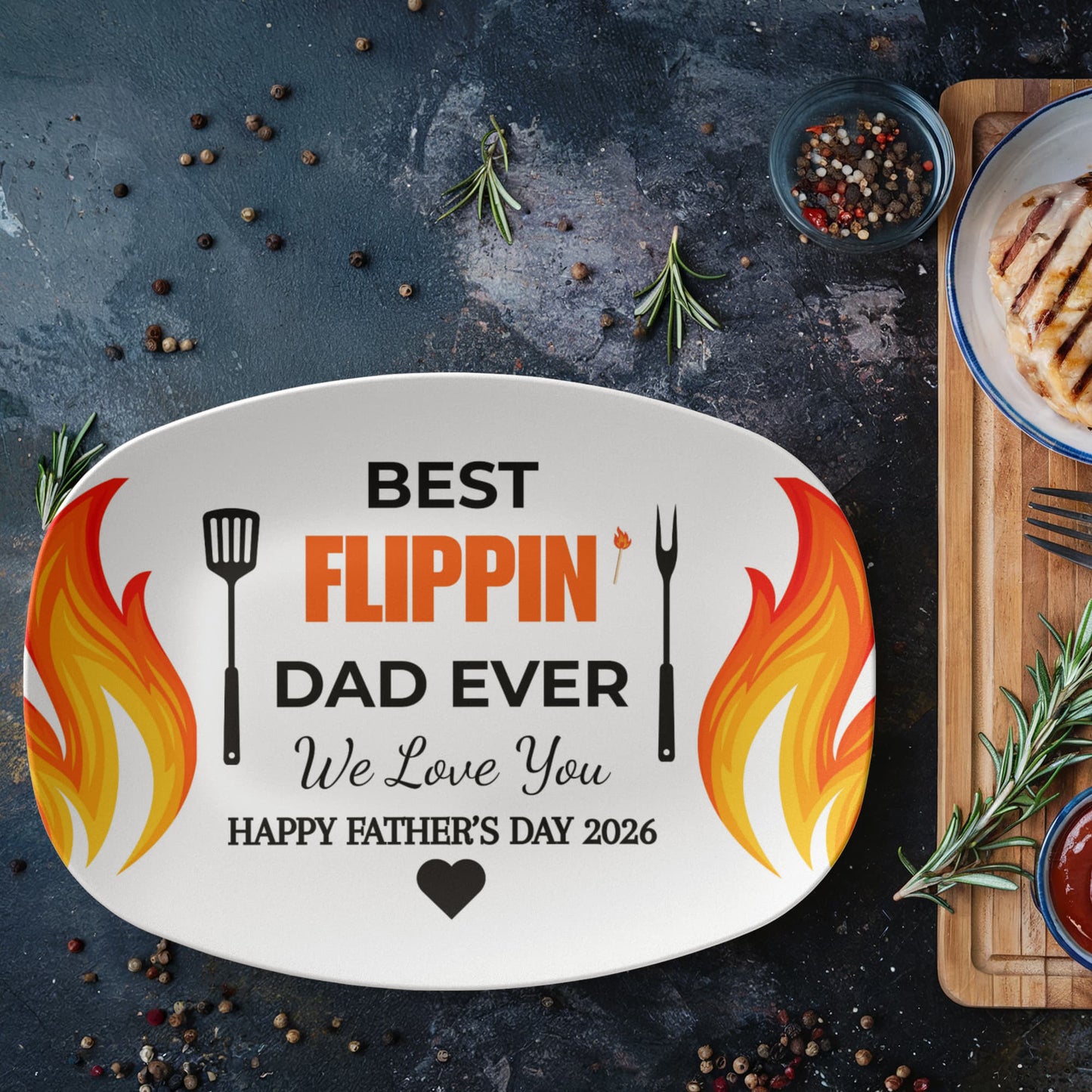 Best Flippin Dad Ever Platter, BBQ Serving Tray for Dad, Father's Day Gift 2026, Grill Master Gift, Kitchen Decor for Dad, Dad Gift from Kids