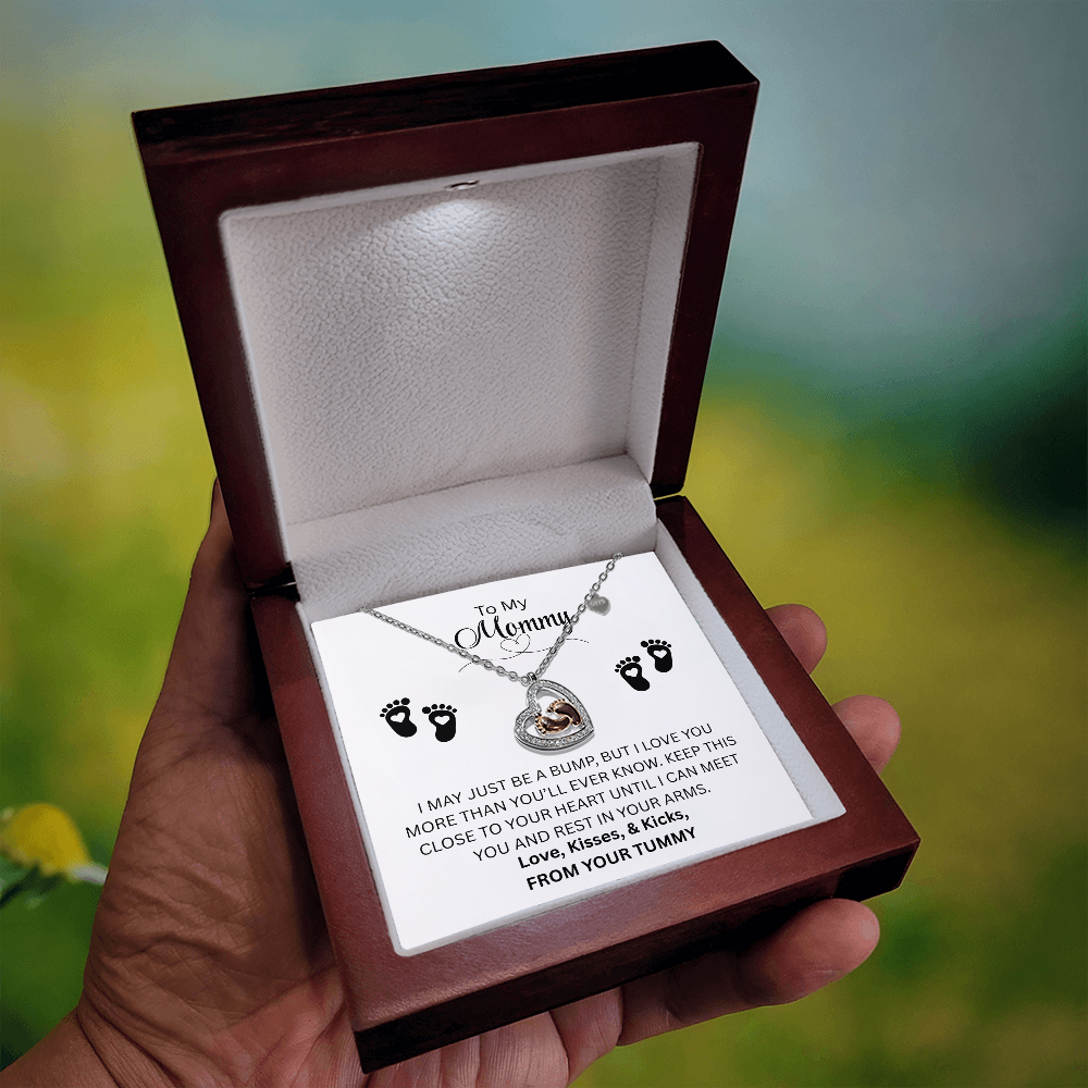 Dear Mommy | From Your Tummy | Baby Feet Heart Necklace