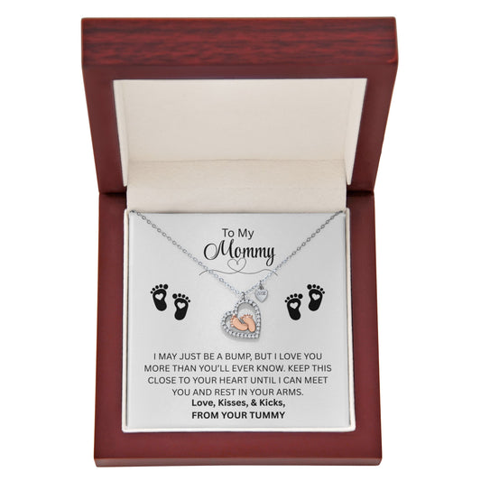 Dear Mommy | From Your Tummy | Baby Feet Heart Necklace