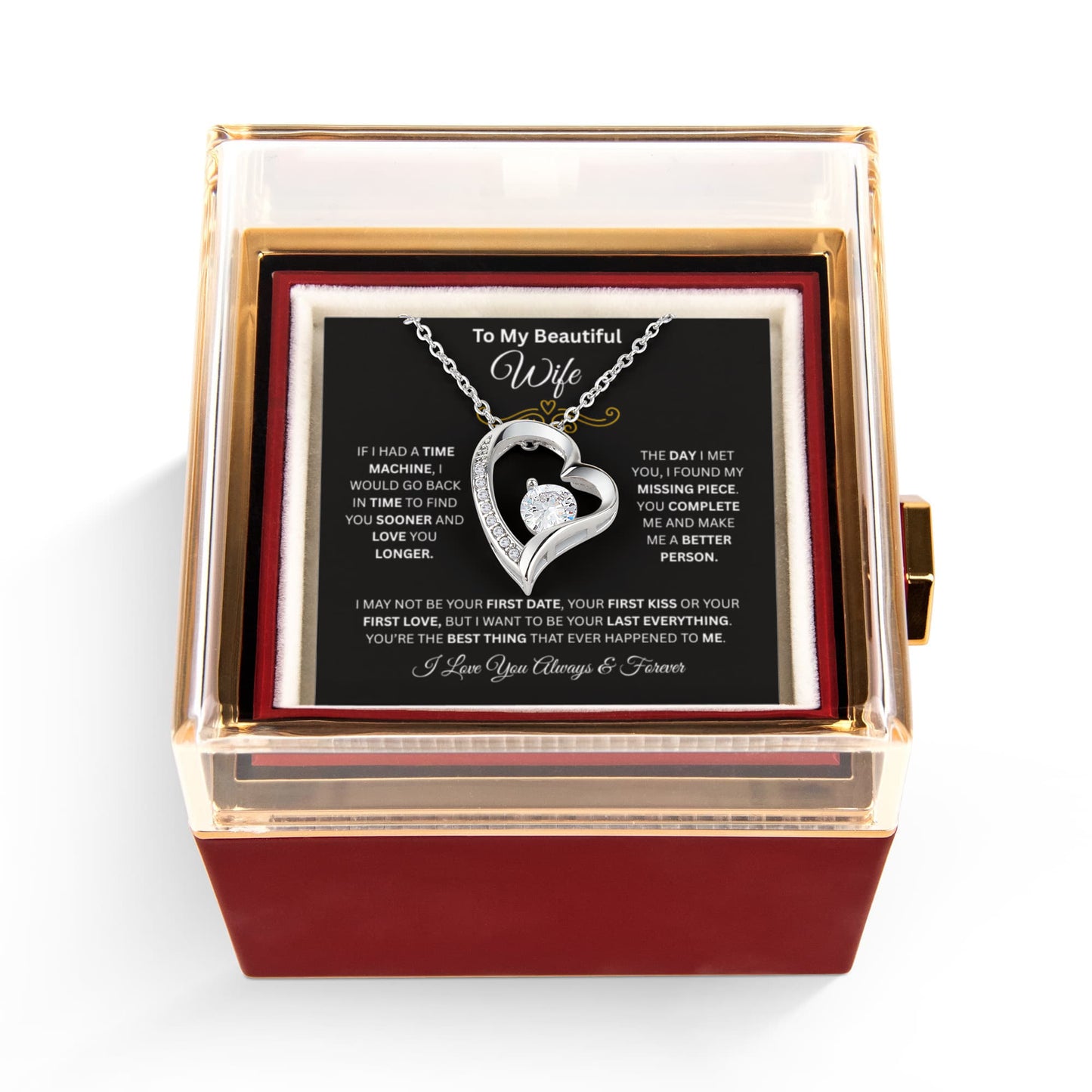 To My Beautiful Wife | Forever Love With Rotating Rose Gift Box | Be Your Last Everything
