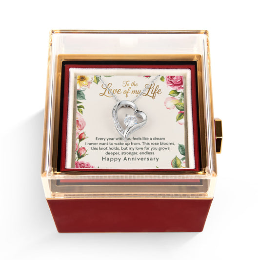 Happy Anniversary | Every year with you | Forever Necklace With Rotating Rose Box