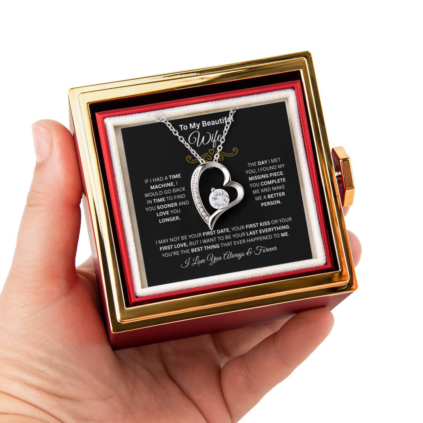 To My Beautiful Wife | Forever Love With Rotating Rose Gift Box | Be Your Last Everything