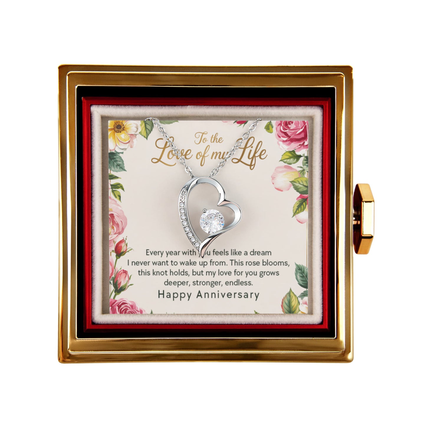 Happy Anniversary | Every year with you | Forever Necklace With Rotating Rose Box