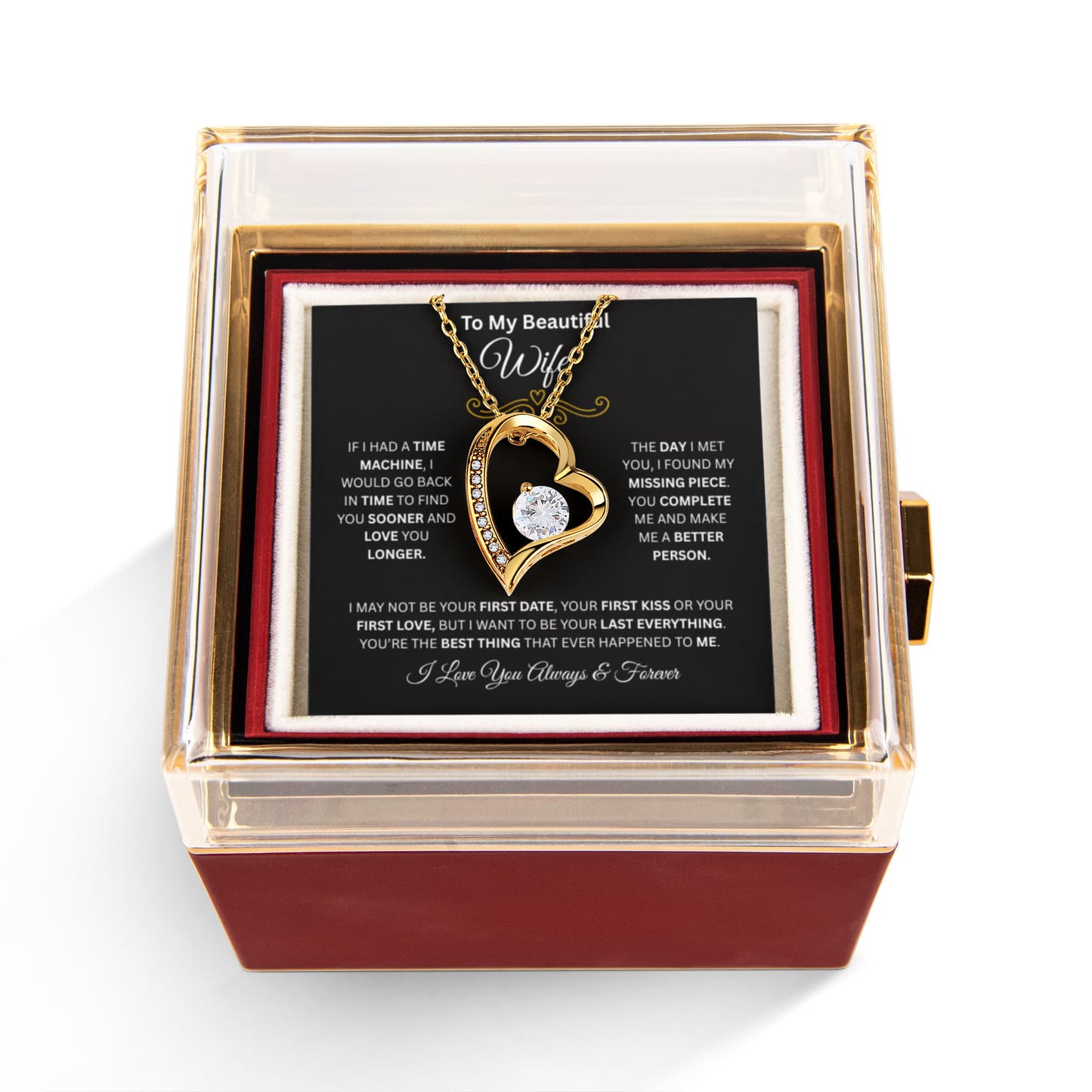 To My Beautiful Wife | Forever Love With Rotating Rose Gift Box | Be Your Last Everything