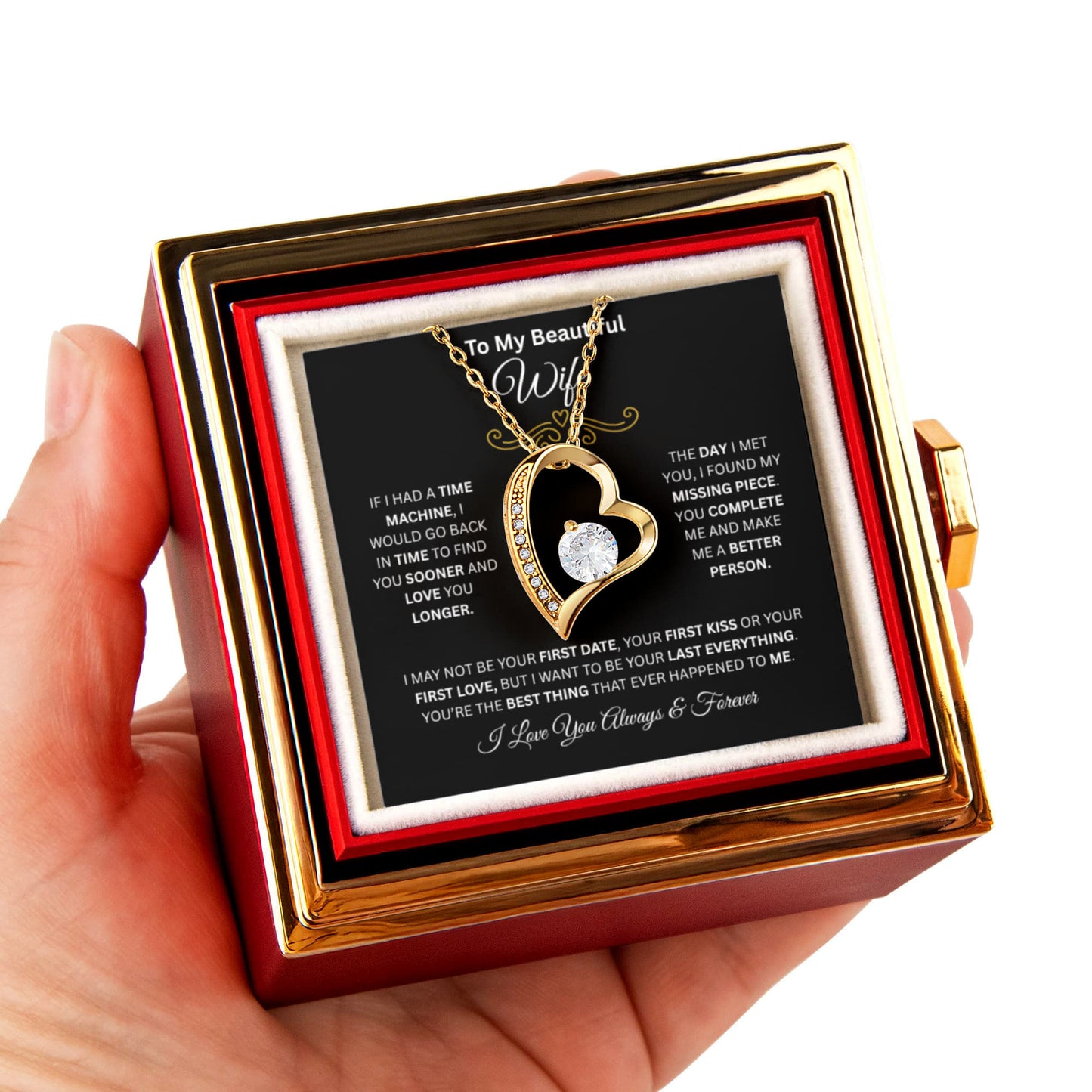 To My Beautiful Wife | Forever Love With Rotating Rose Gift Box | Be Your Last Everything