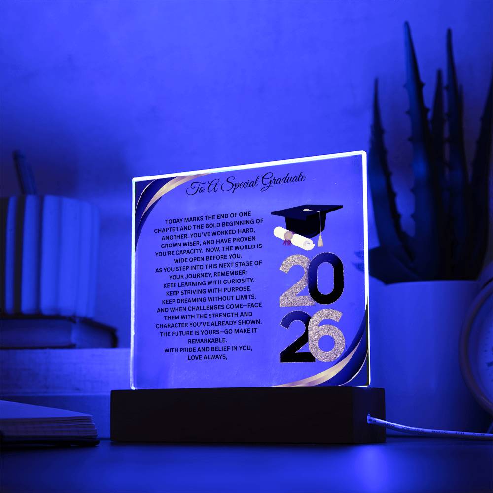 Personalized Graduation Acrylic Plaque Gift 2026 | LED Light Keepsake for Graduate | Inspirational Graduation Gift | Class of 2026 Gift | Senior Grad Decor