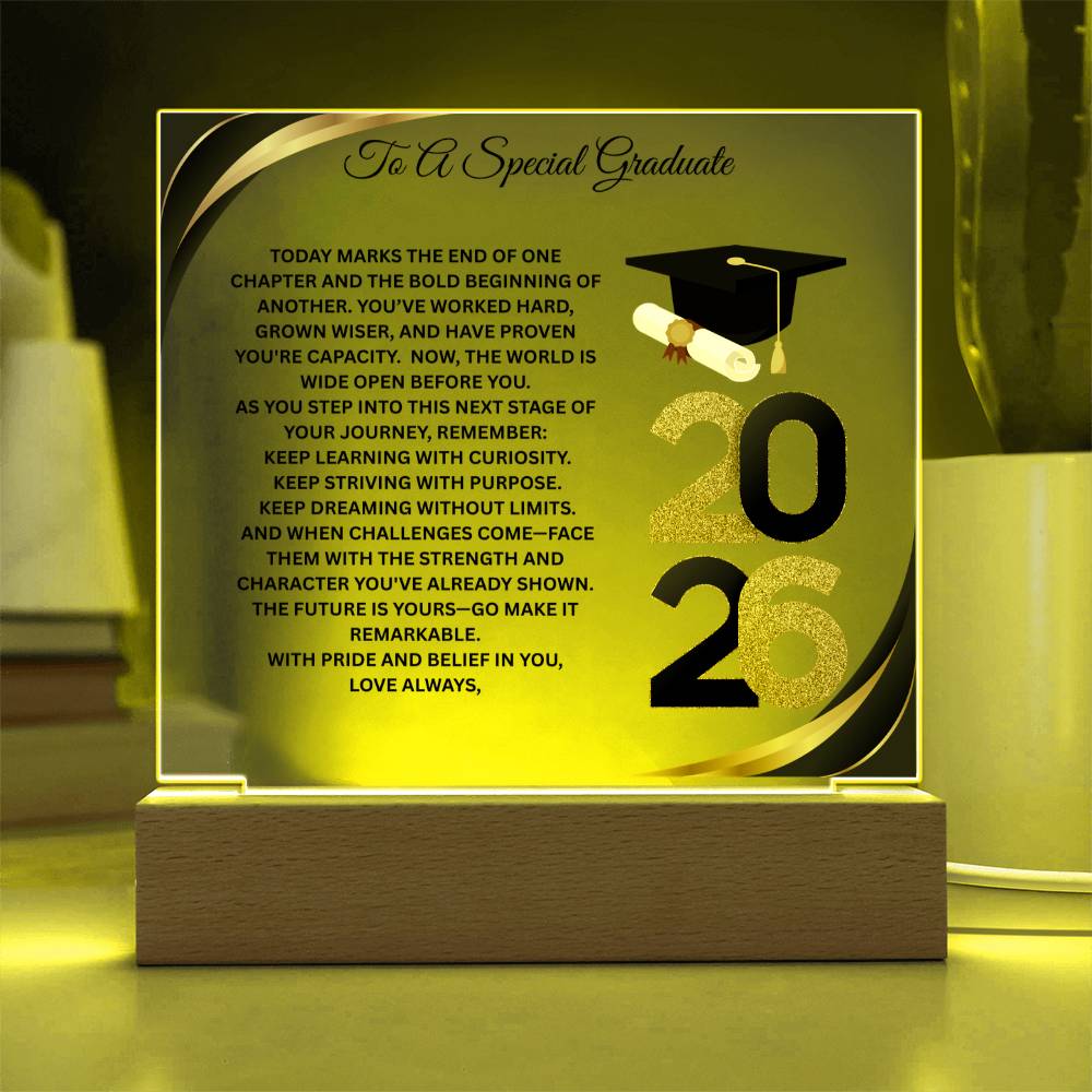 Personalized Graduation Acrylic Plaque Gift 2026 | LED Light Keepsake for Graduate | Inspirational Graduation Gift | Class of 2026 Gift | Senior Grad Decor