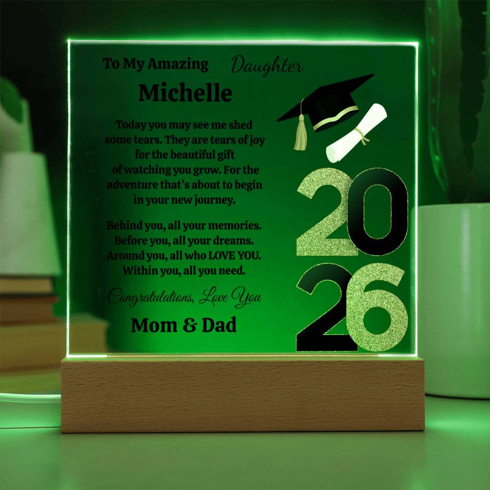 Personalized To My Daughter Graduation Acrylic Plaque With LED