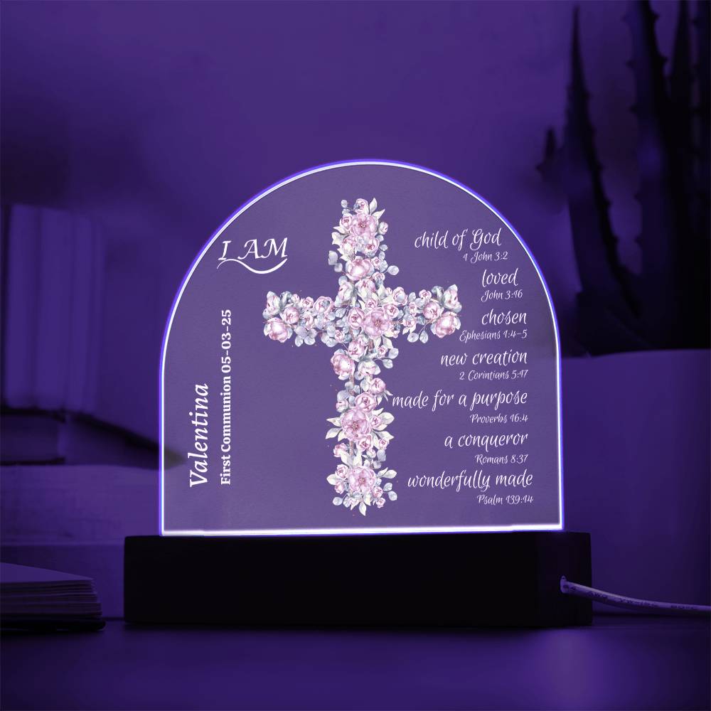 Personalized Acrylic Dome Plaque For Child | I AM with Bible Verses|Religious Event | Baptism | First Communion | Confirmation
