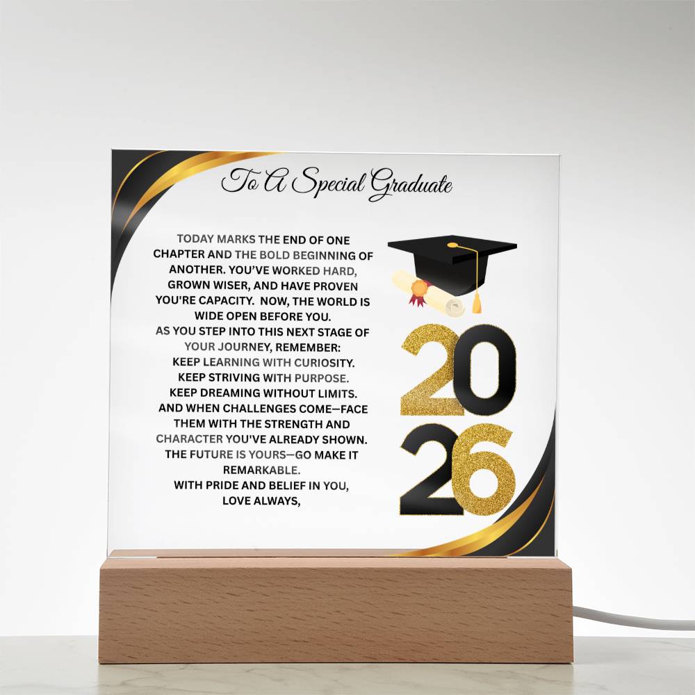 Personalized Graduation Acrylic Plaque Gift 2026 | LED Light Keepsake for Graduate | Inspirational Graduation Gift | Class of 2026 Gift | Senior Grad Decor