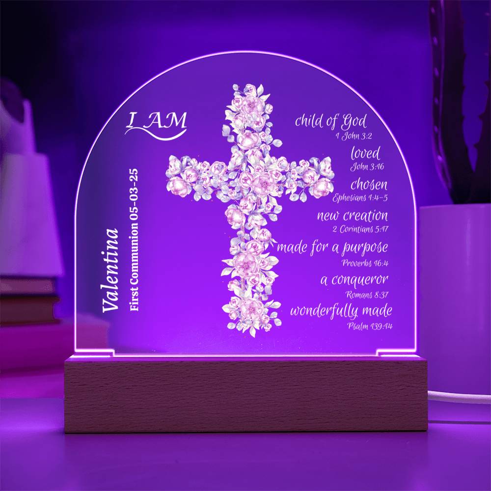Personalized Acrylic Dome Plaque For Child | I AM with Bible Verses|Religious Event | Baptism | First Communion | Confirmation