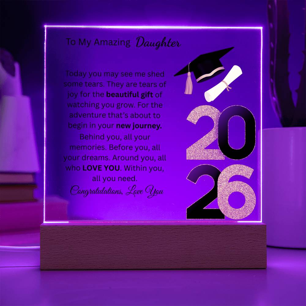 Personalized Amazing Daughter Acrylic Square Plaque (w/LED) Graduation 2026