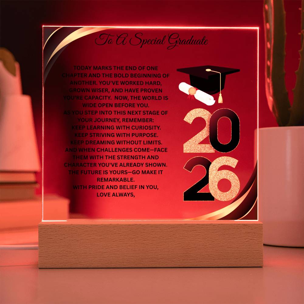 Personalized Graduation Acrylic Plaque Gift 2026 | LED Light Keepsake for Graduate | Inspirational Graduation Gift | Class of 2026 Gift | Senior Grad Decor