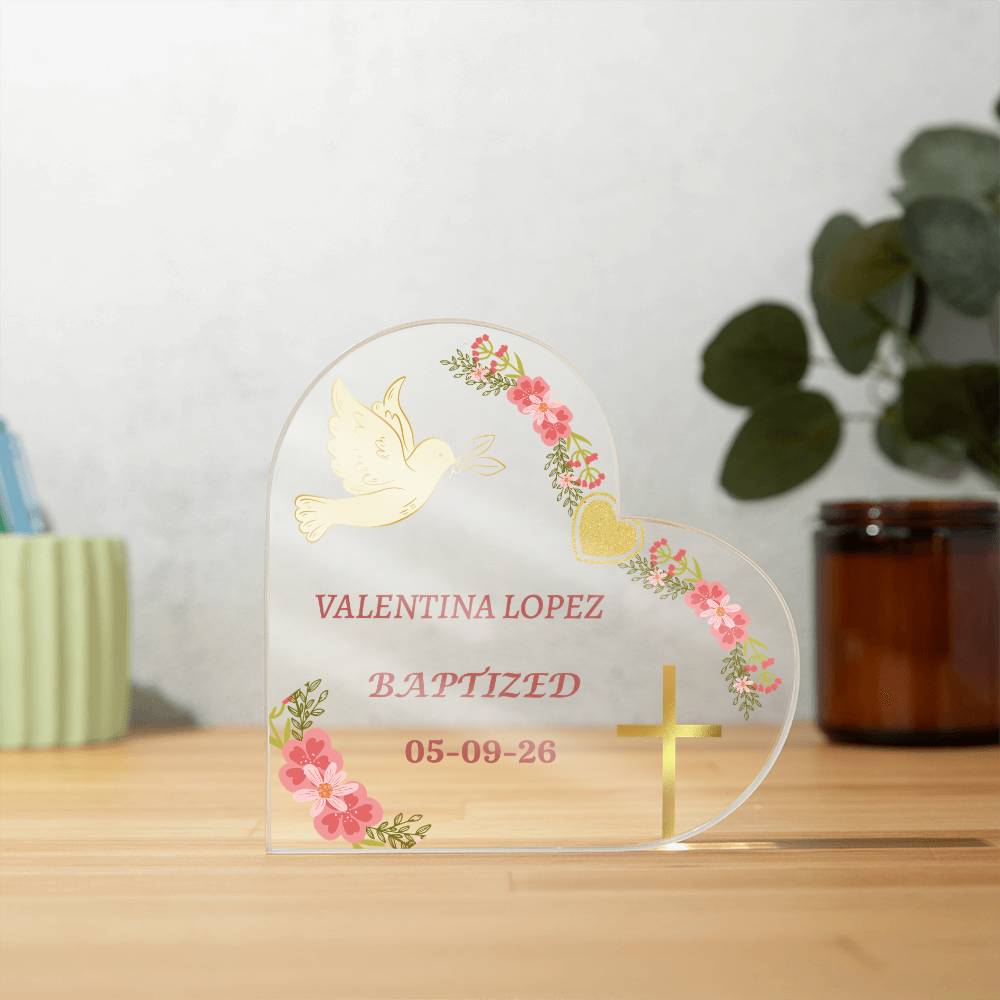 Personalized Baptism Acrylic Plaque, Baby Baptism Gift, Christening Keepsake, Custom Name Date Plaque, Religious Gift for Girl, Godchild Gift