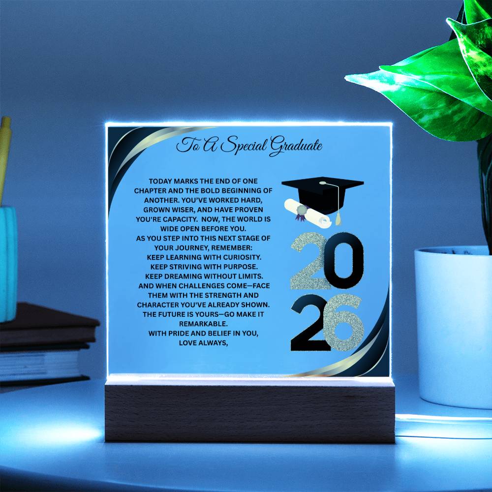 Personalized Graduation Acrylic Plaque Gift 2026 | LED Light Keepsake for Graduate | Inspirational Graduation Gift | Class of 2026 Gift | Senior Grad Decor