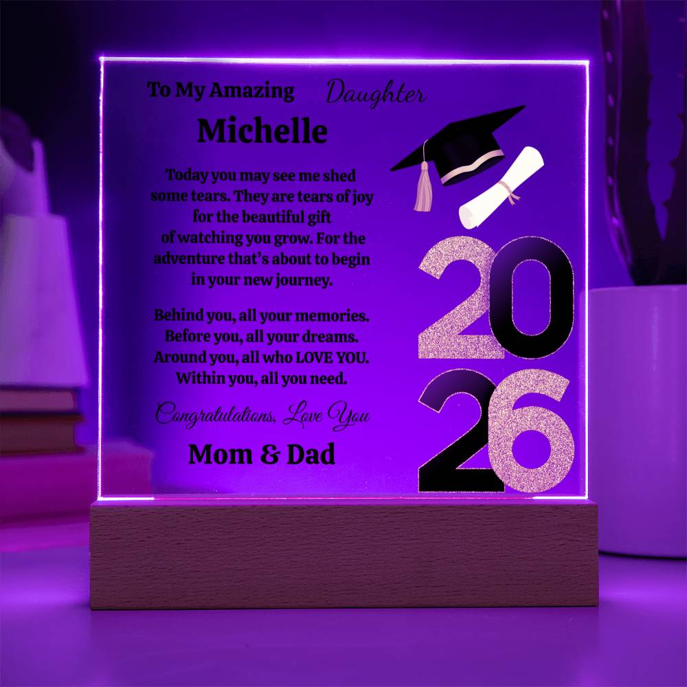 Personalized To My Daughter Graduation Acrylic Plaque With LED