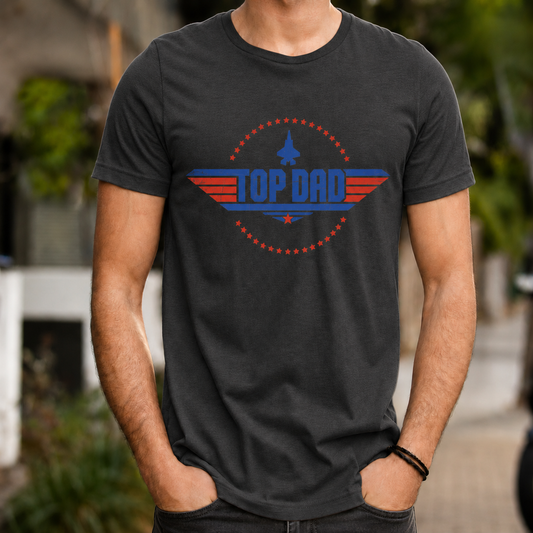 Top Dad T‑Shirt — Patriotic Fighter Jet Fathers Day Tee