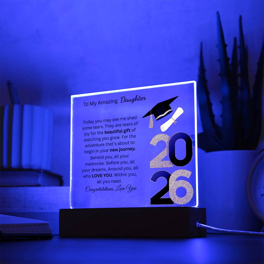 Personalized Amazing Daughter Acrylic Square Plaque (w/LED) Graduation 2026