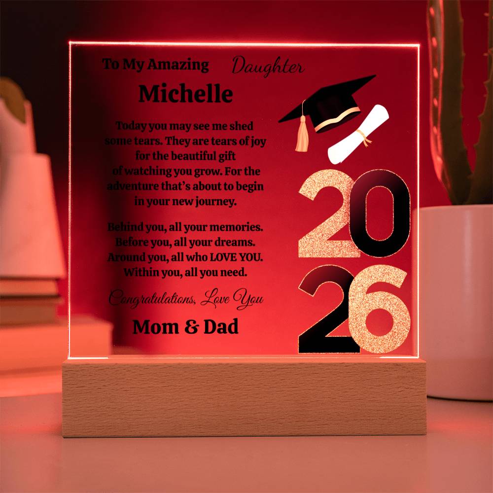 Personalized To My Daughter Graduation Acrylic Plaque With LED