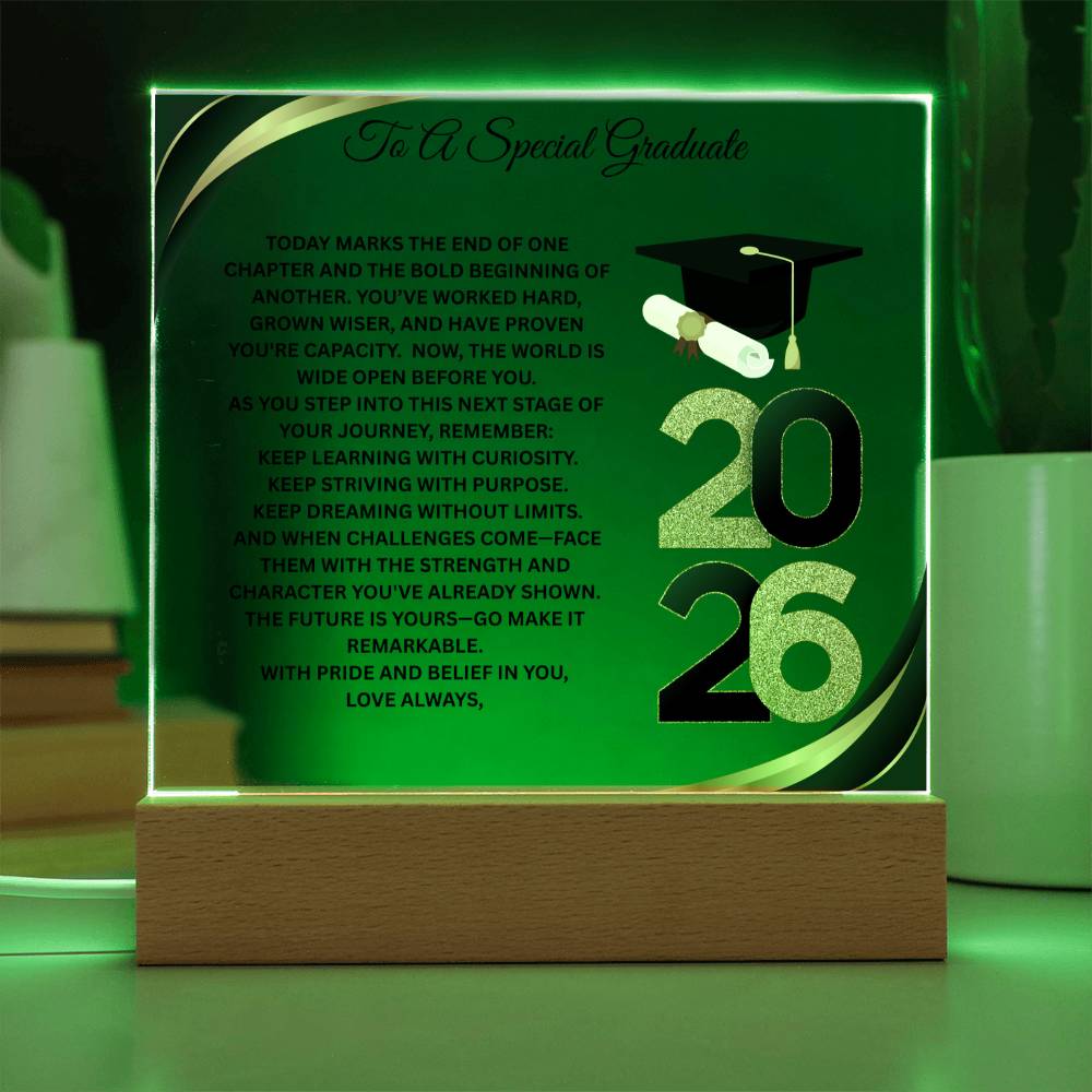 Personalized Graduation Acrylic Plaque Gift 2026 | LED Light Keepsake for Graduate | Inspirational Graduation Gift | Class of 2026 Gift | Senior Grad Decor